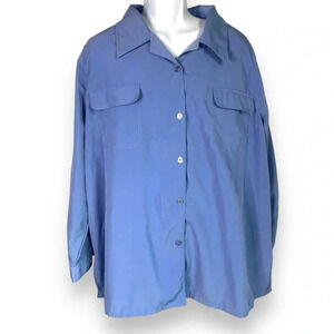 Only Necessities Blue Button-Up Blouse - Size 30W